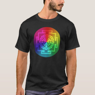 Camiseta Sri espiritual Yantra - arco-íris