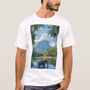 Camiseta Sri Lanka Elefante Rio Selva para Homens