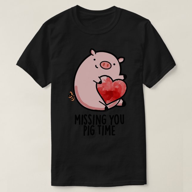Camiseta Srta. Pig Time Engraçado Animal Pun 1 (Frente do Design)