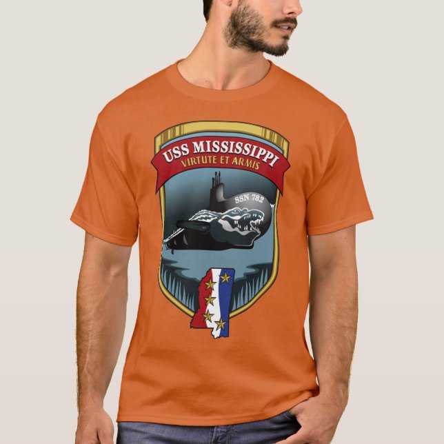 Camiseta SSN782 USS Mississippi Crest (Frente)