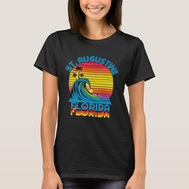 Camiseta St Augustine Florida Retro Throwback Surf & Beach  (Frente)
