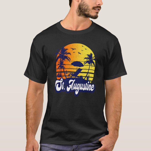 Camiseta St. Augustine Florida Sunset Beach Retro Premium (Frente)