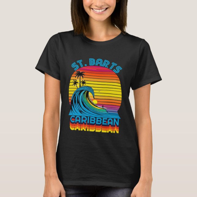 Camiseta St Barts Caribbean Retro Throwback Surf & Beach So (Frente)