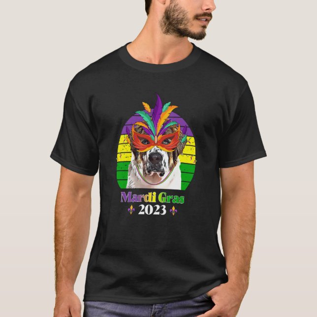 Camiseta St Bernard Party Dog Mardi Gras 2023 (Frente)