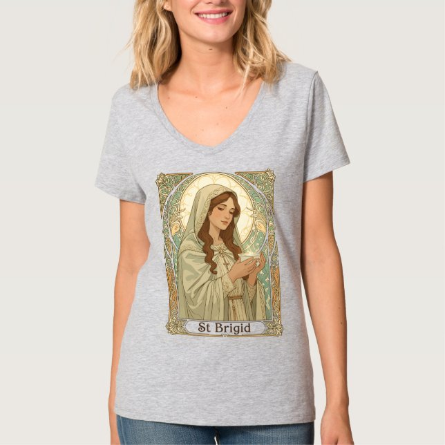 Camiseta St Brígida A Padroeira Dos Trabalhadores De Laticí (Frente)