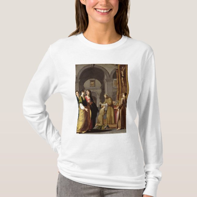Camiseta St. Clare que recebe o véu de St Francis (Frente)
