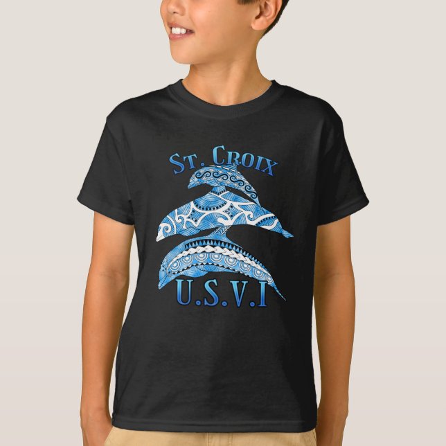 Camiseta St. Croix USVI Vacation Tribal Dolphins (Frente)