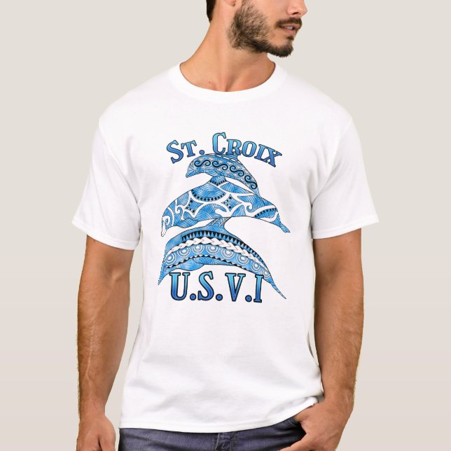 Camiseta St. Croix USVI Vacation Tribal Dolphins (Frente)