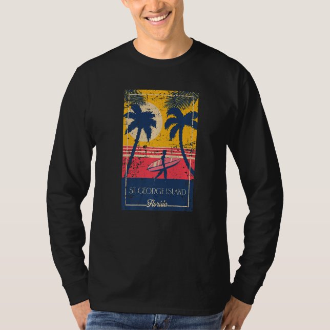 Camiseta St George Island Florida Retro Surfer Distressed (Frente)