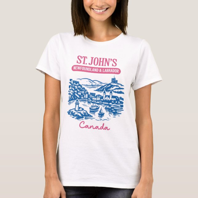 Camiseta St. John's Terra Nova Canadá Céu Pastel Fofo (Frente)