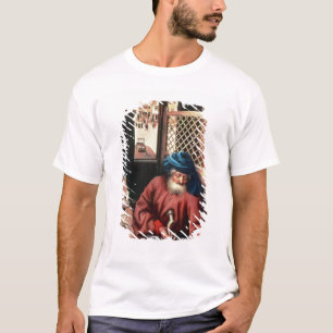 Camiseta St Joseph retratou como um carpinteiro medieval