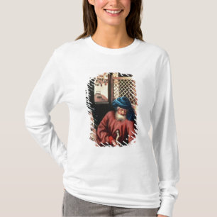 Camiseta St Joseph retratou como um carpinteiro medieval