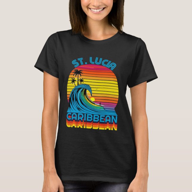 Camiseta St Lucia Caribbean Retro Throwback Surf & Beach So (Frente)