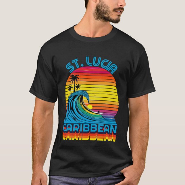 Camiseta St Lucia Caribbean Retro Throwback Surf & Beach So (Frente)