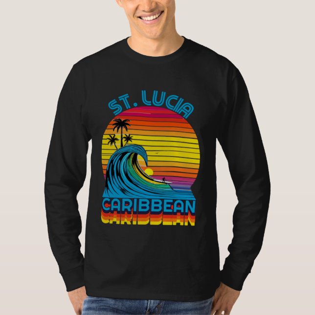 Camiseta St Lucia Caribbean Retro Throwback Surf & Beach So (Frente)