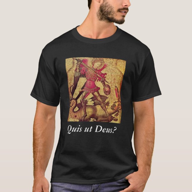 Camiseta St Michael o arcanjo: Ut Deus de Quis? (Frente)