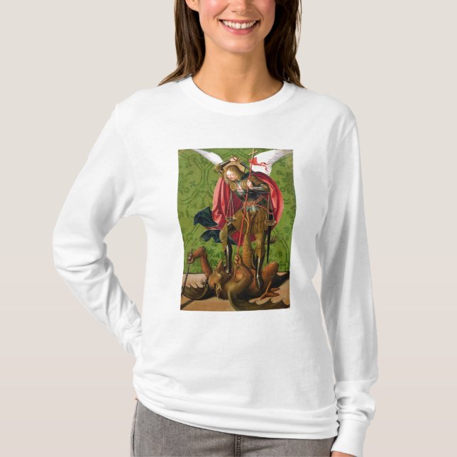 Camiseta St Michael que mata o dragão (Frente)