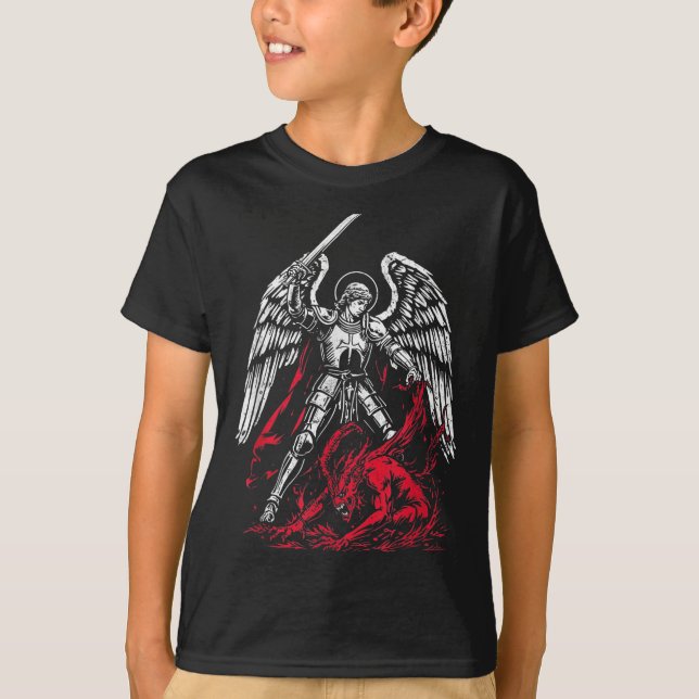 Camiseta St Michael The Archangel Defeats Satan Catholic  (Frente)
