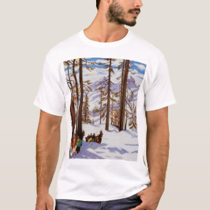 Camiseta St. Moritz Vintage Skiers Elegância Alpina Arte