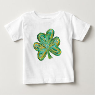 Camiseta St Patriches Four Folha Clover Watercolor Shamrock