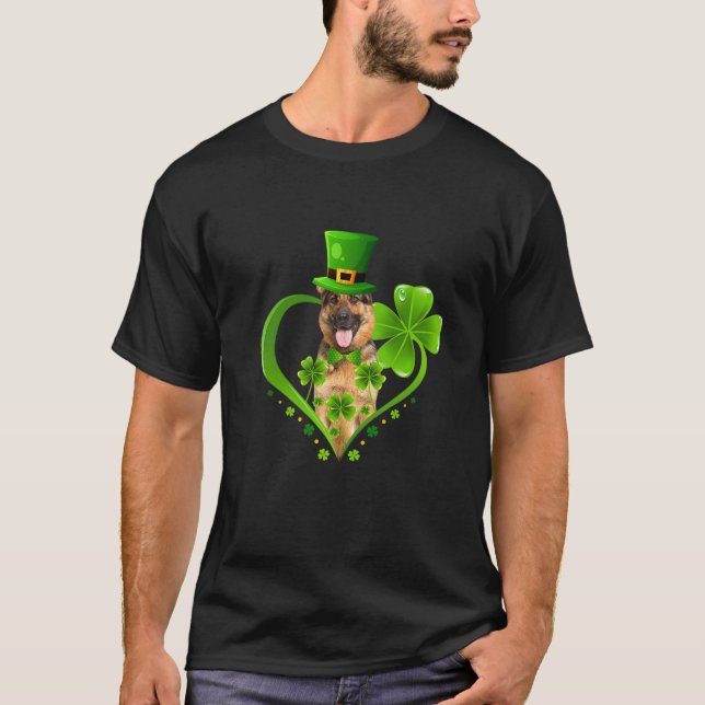 Camiseta St. Patrick Cute Leprechaun German Shepherd Dog Sh (Frente)
