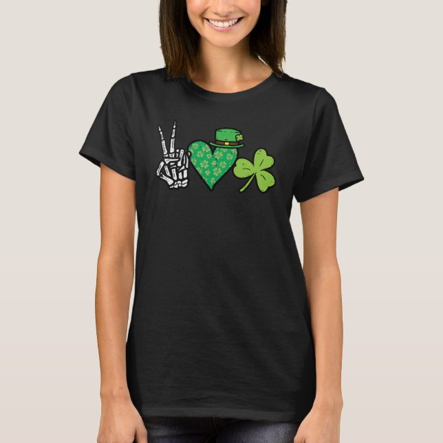 Camiseta St Patrick Day Peace Love Shamrock Saint Paddy Men (Frente)