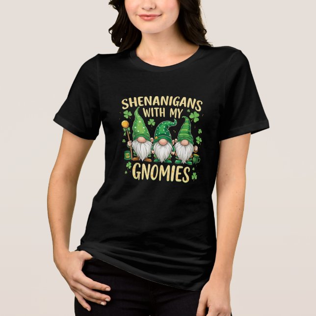 Camiseta St Patrick’s Day Lucky Shamrock Gnome  (Frente)