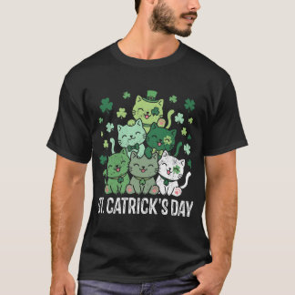 Camiseta St Patricks Catricks Day Funny Cats Shamrock