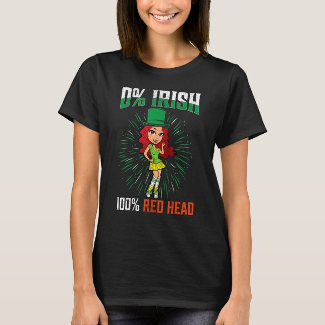 Camiseta St Patrick's Day 0 Irish 100 Red Heart 1 (Frente)