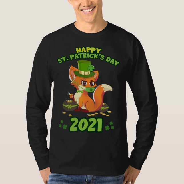 Camiseta St Patricks Day 2021 Lucky Fox Irish Social Distan (Frente)