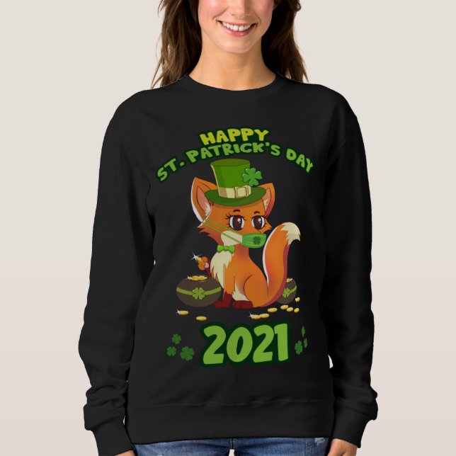 Camiseta St Patricks Day 2021 Lucky Fox Irish Social Distan (Frente)