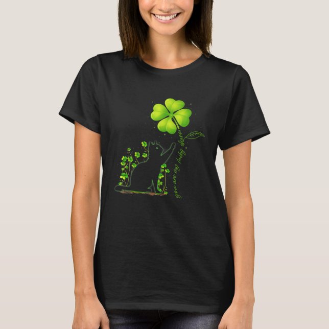 Camiseta St Patricks Day Black Cat My Lucky Charm Shamrock (Frente)