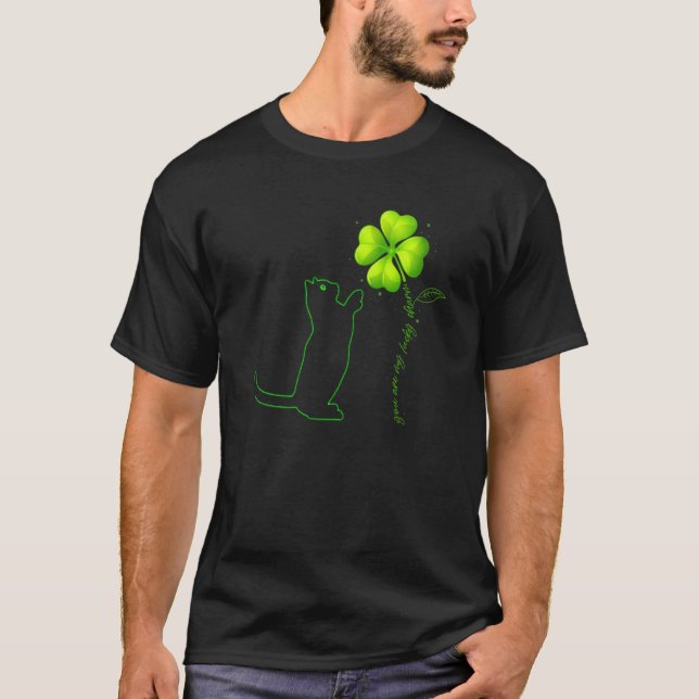 Camiseta St Patricks Day Black Cat My Lucky Charm Shamrock  (Frente)
