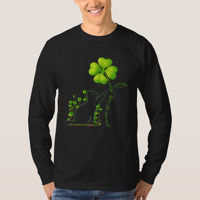 Camiseta St Patricks Day Black Cat My Lucky Charm Shamrock (Frente)