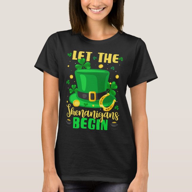 Camiseta St Patricks Day Costume Let Shenanigans Begin Lepr (Frente)