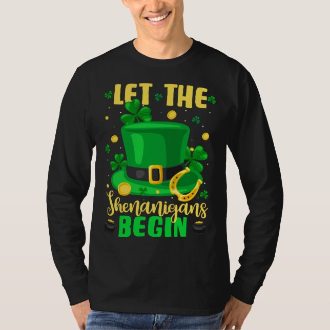 Camiseta St Patricks Day Costume Let Shenanigans Begin Lepr (Frente)