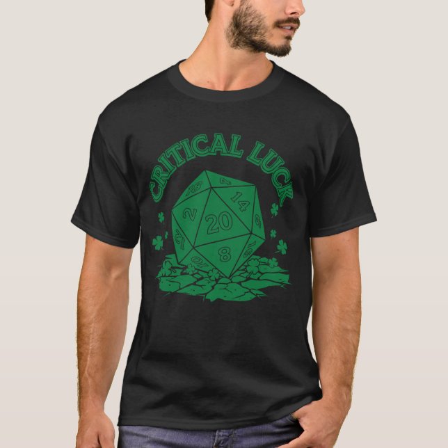 Camiseta St. Patrick's Day Critical Luck D20 RPG Dice Gamer (Frente)