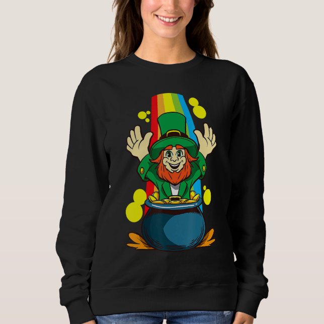 Camiseta St Patricks Day Cute Leprechaun Treasure Rainbow L (Frente)