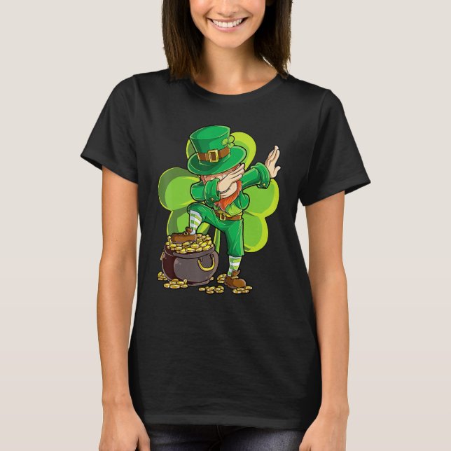 Camiseta St Patricks Day Dabbing Leprechaun Boys Men Funny  (Frente)