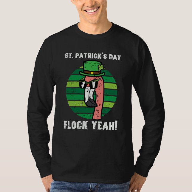 Camiseta St Patricks Day Flamingo Flock Yeah Saint Paddys P (Frente)