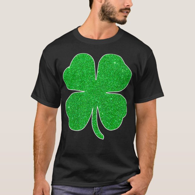 Camiseta St Patricks Day Green Glitter Clover Shamrock (Frente)
