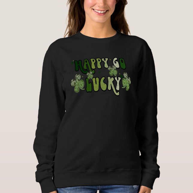 Camiseta St Patricks Day Happy Go Lucky Shamrock Irish Retr (Frente)