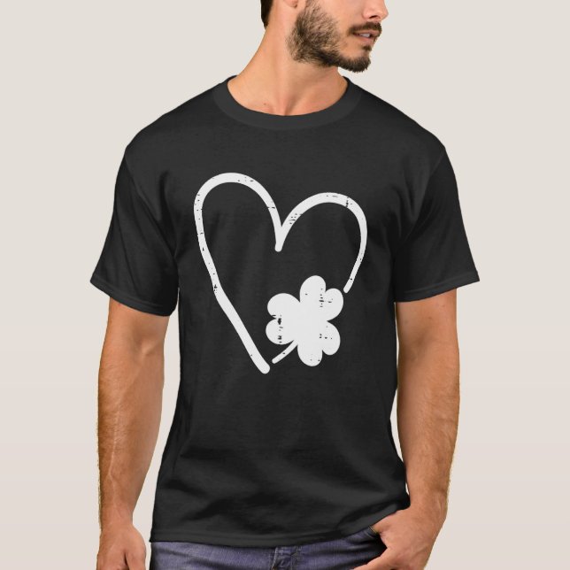 Camiseta St Patricks Day Heart Shamrock For Women Girls Kid (Frente)