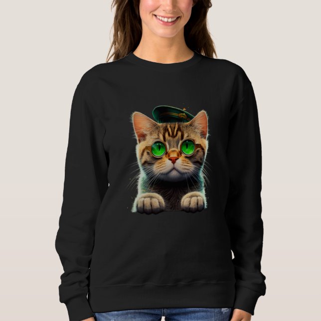 Camiseta St Patrick's Day Irish Cute Cat Mom Dad Kitties (Frente)