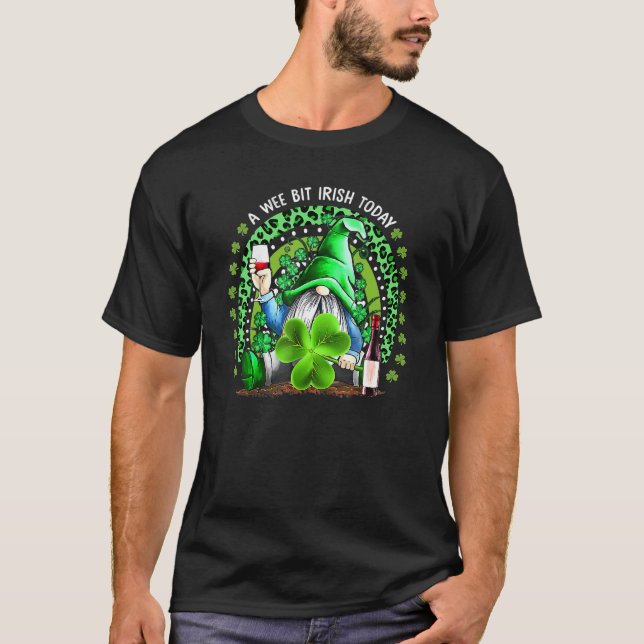 Camiseta St Patrick's Day Irish Gnome Drink Wine Shamrock R (Frente)