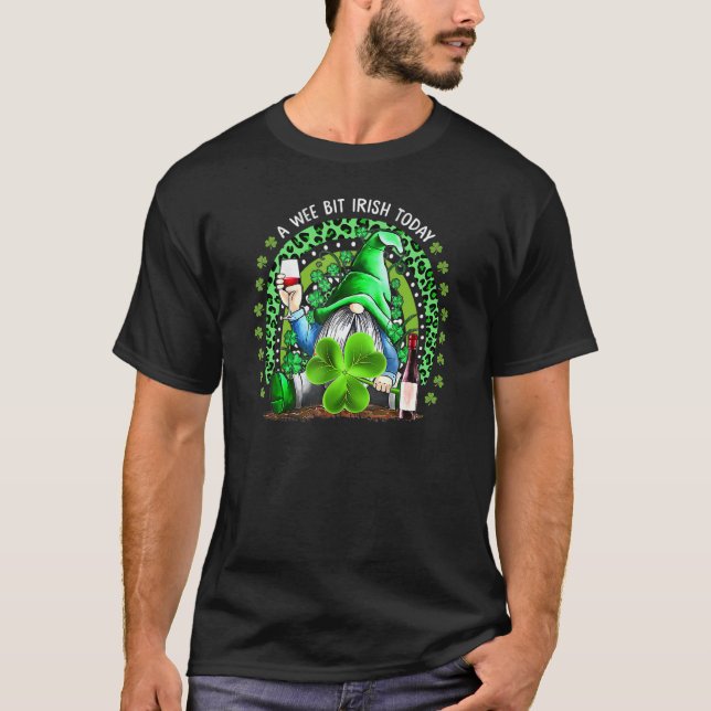 Camiseta St Patrick's Day Irish Gnome Drink Wine Shamrock R (Frente)