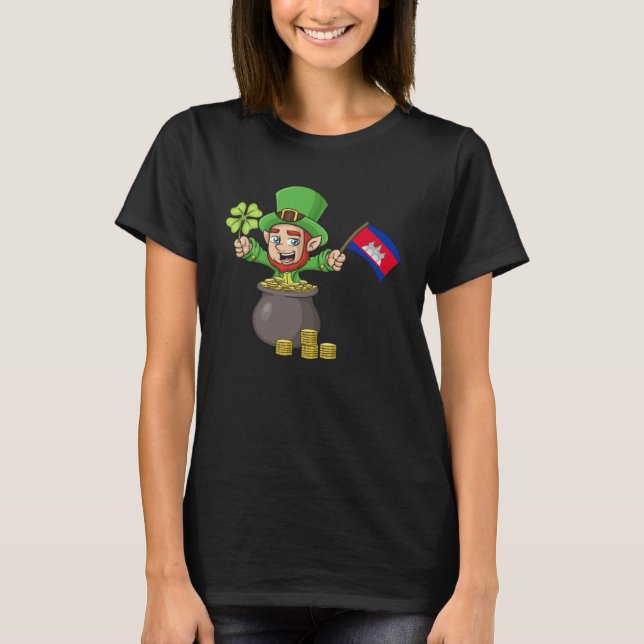 Camiseta St Patricks Day Irish Green Cambodia Khmer Cambodi (Frente)