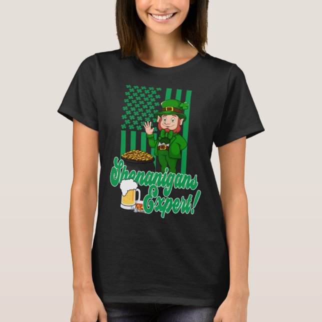 Camiseta St Patricks Day Irish Party Shenanigans USA Flag L (Frente)