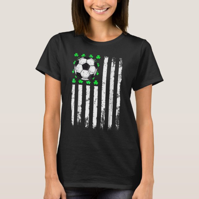 Camiseta St Patrick's Day Irish Soccer USA Flag Shamrock (Frente)
