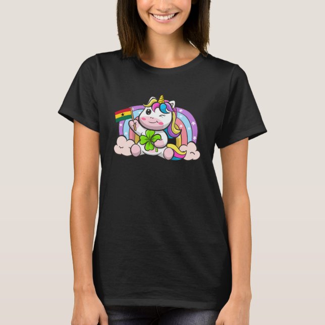 Camiseta St Patricks Day Irish Unicorn Africa Ghana Ghanaia (Frente)